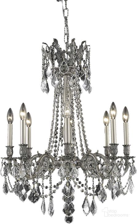 The appearance of Rosalia 24 Pewter 8 Light Chandelier With Clear Royal Cut Crystal Trim designed by Elegant Lighting in the glam interior design. This pewter piece of furniture  was selected by 1StopBedrooms from Rosalia Collection to add a touch of cosiness and style into your home. Sku: 9208D24PW/RC. Product Type: Chandelier. Material: Crystal.