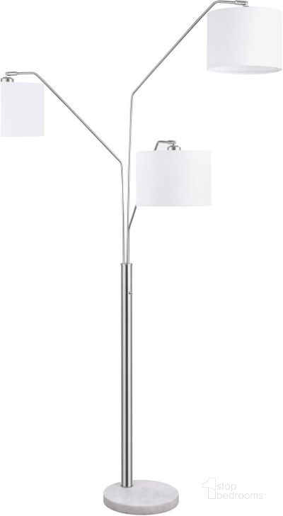 The appearance of White And Satin Nickel Floor Lamp designed by Coaster in the modern / contemporary interior design. This white piece of furniture  was selected by 1StopBedrooms from  to add a touch of cosiness and style into your home. Sku: 923238. Material: Metal. Product Type: Floor Lamp. Image1