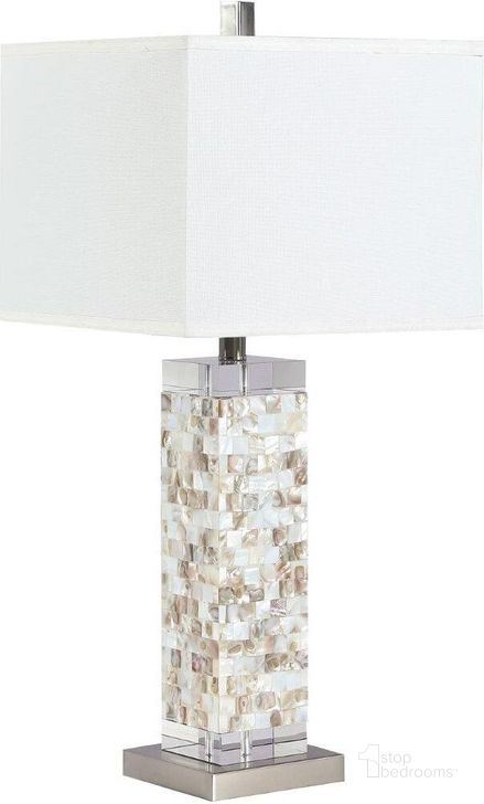 The appearance of White And Silver Table Lamp designed by Coaster in the modern / contemporary interior design. This silver piece of furniture  was selected by 1StopBedrooms from  to add a touch of cosiness and style into your home. Sku: 923281. Material: Metal. Product Type: Table Lamp.