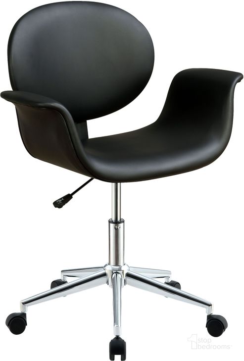 The appearance of Camila Black Office Chair designed by ACME in the modern / contemporary interior design. This black piece of furniture  was selected by 1StopBedrooms from Camila Collection to add a touch of cosiness and style into your home. Sku: 92420. Product Type: Office Chair. Material: Vinyl.