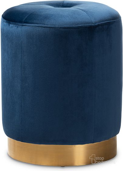 The appearance of Baxton Studio Alonza Glam Navy Blue Velvet Fabric Upholstered Gold-Finished Ottoman designed by Baxton Studio in the glam interior design. This navy blue piece of furniture  was selected by 1StopBedrooms from Alonza Collection to add a touch of cosiness and style into your home. Sku: TSF3307-Navy Blue/Gold-Otto. Material: Fabric. Product Type: Ottoman. Image1