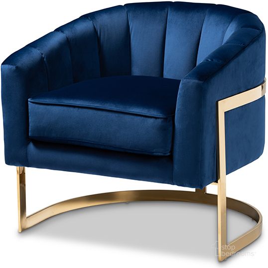 The appearance of Baxton Studio Tomasso Glam Royal Blue Velvet Fabric Upholstered Gold-Finished Lounge Chair designed by Baxton Studio in the glam interior design. This blue piece of furniture  was selected by 1StopBedrooms from Tomasso Collection to add a touch of cosiness and style into your home. Sku: TSF7707-Dark Royal Blue/Gold-CC. Material: Fabric. Product Type: Lounge Chair. Image1