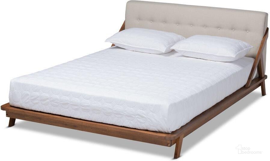 The appearance of Baxton Studio Sante Mid-Century Modern Light Beige Fabric Upholstered Wood Full Size Platform Bed designed by Baxton Studio in the transitional interior design. This beige piece of furniture  was selected by 1StopBedrooms from Sante Collection to add a touch of cosiness and style into your home. Sku: BBT6735-Light Beige-Full. Bed Type: Platform Bed. Product Type: Platform Bed. Bed Size: Full. Material: MDF. Image1