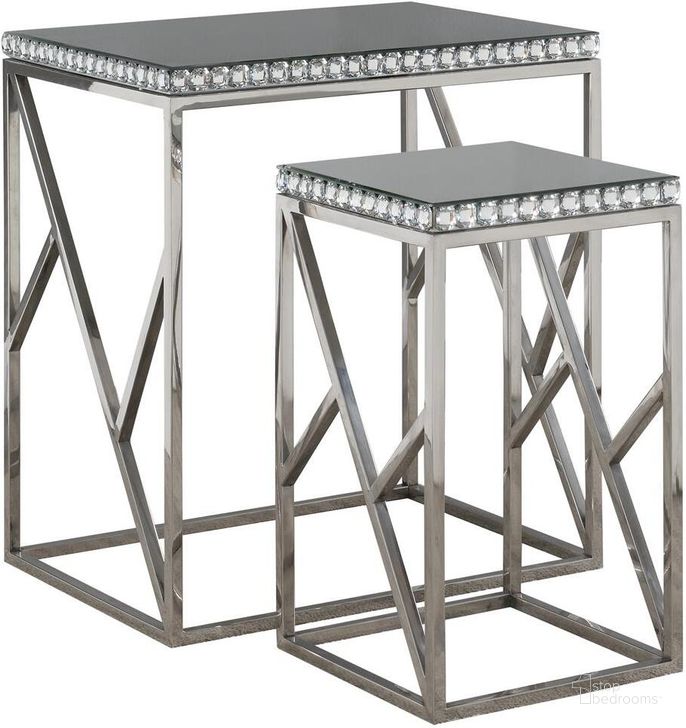 The appearance of 930226 Silver 2 Piece Nesting Tables designed by Coaster in the modern / contemporary interior design. This silver piece of furniture  was selected by 1StopBedrooms from  to add a touch of cosiness and style into your home. Sku: 930226. Product Type: Coffee Table. Material: MDF. Image1