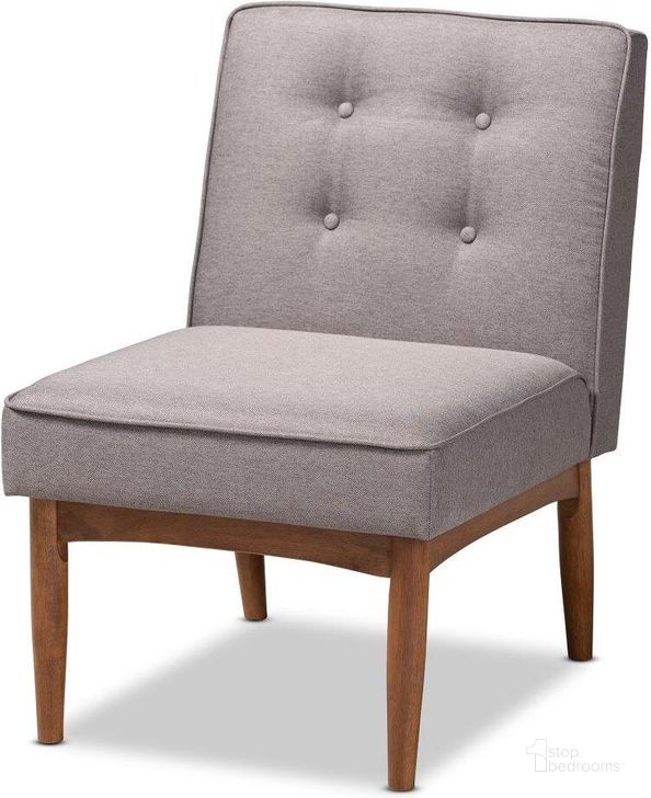 The appearance of Baxton Studio Arvid Mid-Century Modern Gray Fabric Upholstered Wood Dining Chair designed by Baxton Studio in the transitional interior design. This gray piece of furniture  was selected by 1StopBedrooms from Arvid Collection to add a touch of cosiness and style into your home. Sku: BBT8051-Grey-CC. Product Type: Dining Chair. Material: Rubberwood. Image1