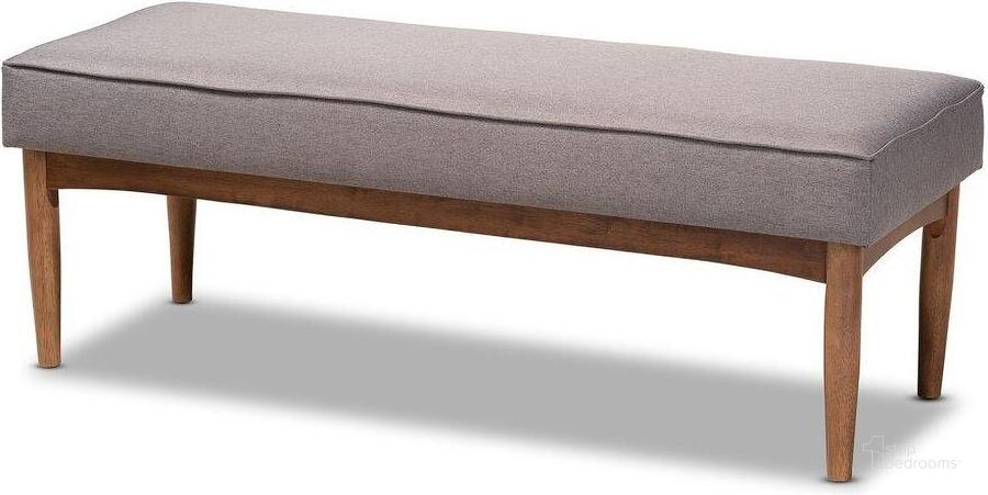 The appearance of Baxton Studio Arvid Mid-Century Modern Gray Fabric Upholstered Wood Dining Bench designed by Baxton Studio in the transitional interior design. This gray piece of furniture  was selected by 1StopBedrooms from Arvid Collection to add a touch of cosiness and style into your home. Sku: BBT8051-Grey-Bench. Product Type: Dining Bench. Material: Rubberwood. Image1