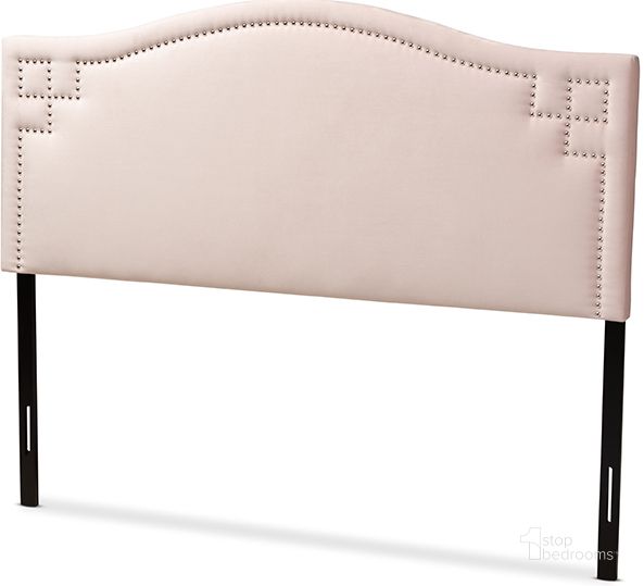 The appearance of Baxton Studio Aubrey Modern And Contemporary Light Pink Velvet Fabric Upholstered Full Size Headboard designed by Baxton Studio in the modern / contemporary interior design. This pink piece of furniture  was selected by 1StopBedrooms from Aubrey Collection to add a touch of cosiness and style into your home. Sku: BBT6563-Light Pink-HB-Full. Material: Fabric. Product Type: Headboard. Bed Size: Full. Image1