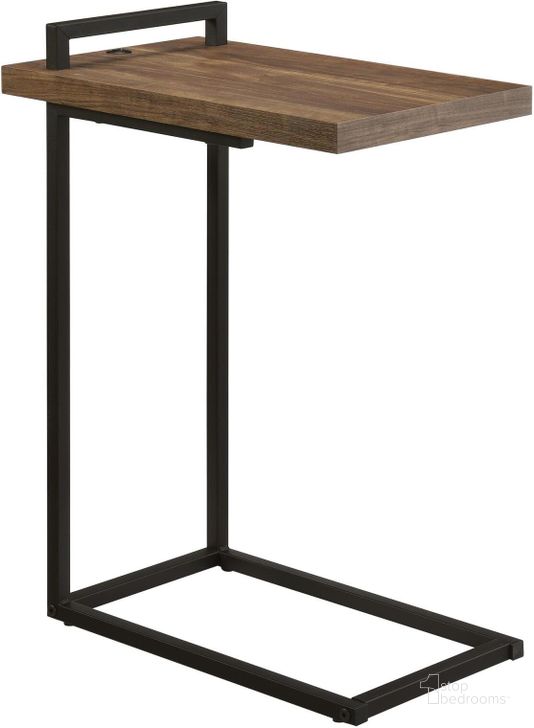 The appearance of Aged Walnut And Black C End Table designed by Coaster in the transitional interior design. This black piece of furniture  was selected by 1StopBedrooms from  to add a touch of cosiness and style into your home. Sku: 931127. Material: Metal. Product Type: End Table. Image1