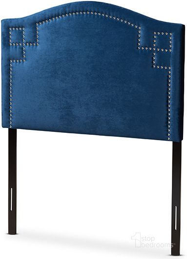 The appearance of Baxton Studio Aubrey Modern And Contemporary Royal Blue Velvet Fabric Upholstered Twin Size Headboard designed by Baxton Studio in the modern / contemporary interior design. This royal blue piece of furniture  was selected by 1StopBedrooms from Aubrey Collection to add a touch of cosiness and style into your home. Sku: BBT6563-Navy Blue-HB-Twin. Material: Fabric. Product Type: Headboard. Bed Size: Twin. Image1