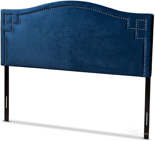 The appearance of Baxton Studio Aubrey Modern And Contemporary Royal Blue Velvet Fabric Upholstered Full Size Headboard designed by Baxton Studio in the modern / contemporary interior design. This royal blue piece of furniture  was selected by 1StopBedrooms from Aubrey Collection to add a touch of cosiness and style into your home. Sku: BBT6563-Navy Blue-HB-Full. Material: Fabric. Product Type: Headboard. Bed Size: Full. Image1