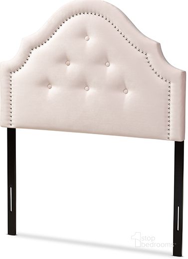 The appearance of Baxton Studio Cora Modern And Contemporary Light Pink Velvet Fabric Upholstered Twin Size Headboard designed by Baxton Studio in the modern / contemporary interior design. This pink piece of furniture  was selected by 1StopBedrooms from Cora Collection to add a touch of cosiness and style into your home. Sku: BBT6564-Light Pink-HB-Twin. Material: Fabric. Product Type: Headboard. Bed Size: Twin. Image1