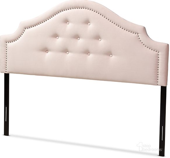 The appearance of Baxton Studio Cora Modern And Contemporary Light Pink Velvet Fabric Upholstered Full Size Headboard designed by Baxton Studio in the modern / contemporary interior design. This pink piece of furniture  was selected by 1StopBedrooms from Cora Collection to add a touch of cosiness and style into your home. Sku: BBT6564-Light Pink-HB-Full. Material: Fabric. Product Type: Headboard. Bed Size: Full. Image1