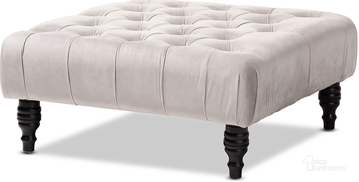 The appearance of Baxton Studio Keswick Transitional Grey Velvet Fabric Upholstered Button Tufted Cocktail Ottoman designed by Baxton Studio in the traditional interior design. This slate piece of furniture  was selected by 1StopBedrooms from Keswick Collection to add a touch of cosiness and style into your home. Sku: 502-Slate Grey-Otto. Material: Fabric. Product Type: Ottoman. Image1
