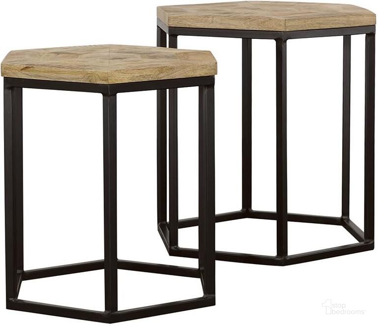 The appearance of Natural And Black 2 Piece Nesting Table designed by Coaster in the modern / contemporary interior design. This black piece of furniture  was selected by 1StopBedrooms from  to add a touch of cosiness and style into your home. Sku: 935844. Material: Wood. Product Type: Coffee Table. Image1
