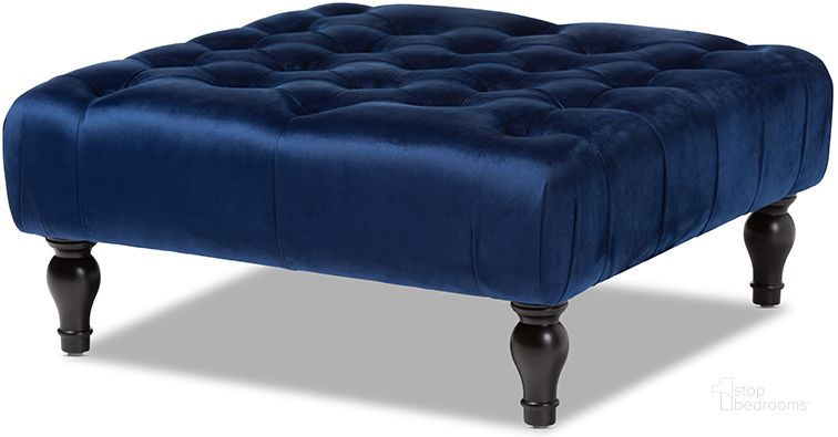 The appearance of Baxton Studio Keswick Transitional Blue Velvet Fabric Upholstered Button Tufted Cocktail Ottoman designed by Baxton Studio in the traditional interior design. This royal blue piece of furniture  was selected by 1StopBedrooms from Keswick Collection to add a touch of cosiness and style into your home. Sku: 502-Royal Blue-Otto. Material: Fabric. Product Type: Ottoman. Image1