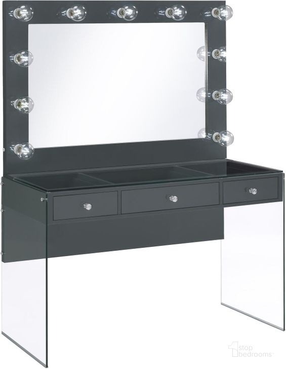 The appearance of Grey High Gloss Vanity designed by Coaster in the modern / contemporary interior design. This gray piece of furniture  was selected by 1StopBedrooms from  to add a touch of cosiness and style into your home. Sku: 935923B1;935923B2;935923B3. Material: MDF. Product Type: Vanity Set. Image1