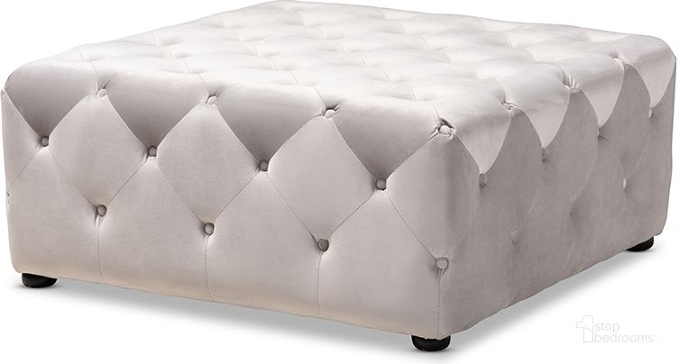 The appearance of Baxton Studio Calvetti Modern And Contemporary Slate Gray Velvet Fabric Upholstered Button-Tufted Cocktail Ottoman designed by Baxton Studio in the modern / contemporary interior design. This slate piece of furniture  was selected by 1StopBedrooms from Calvetti Collection to add a touch of cosiness and style into your home. Sku: 533-Slate Grey-Otto. Material: Fabric. Product Type: Ottoman. Image1