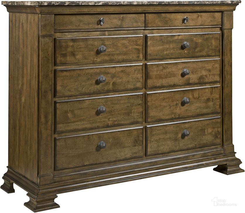 The appearance of Portolone Truffle Wood Top Bureau designed by Kincaid in the traditional interior design. This brown piece of furniture  was selected by 1StopBedrooms from Portolone Collection to add a touch of cosiness and style into your home. Sku: 95-161. Material: Wood. Product Type: Dresser. Image1