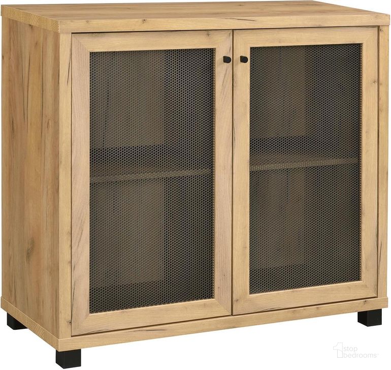 The appearance of Golden Oak Accent Cabinet designed by Coaster in the industrial interior design. This brown piece of furniture  was selected by 1StopBedrooms from  to add a touch of cosiness and style into your home. Sku: 951056. Material: MDF. Product Type: Accent Cabinet. Image1