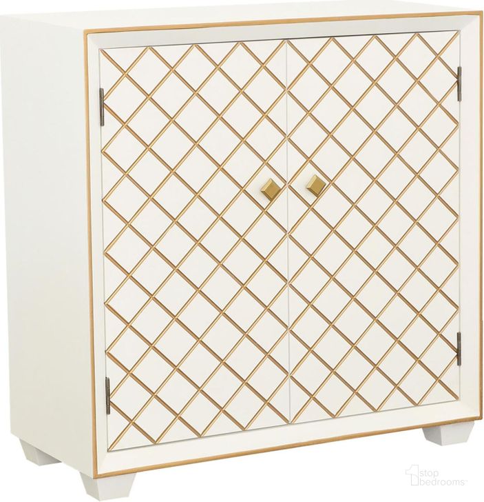 The appearance of 953286 White And Gold Accent Cabinet designed by Coaster in the transitional interior design. This white piece of furniture  was selected by 1StopBedrooms from  to add a touch of cosiness and style into your home. Sku: 953286. Material: MDF. Product Type: Accent Cabinet. Image1