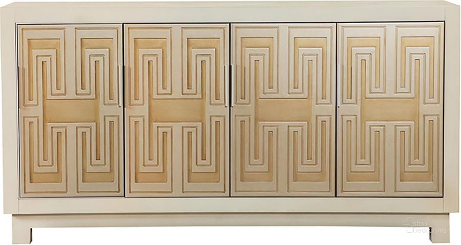 The appearance of 953416 White And Gold Accent Cabinet designed by Coaster in the modern / contemporary interior design. This white piece of furniture  was selected by 1StopBedrooms from  to add a touch of cosiness and style into your home. Sku: 953416. Product Type: Accent Cabinet. Material: Pine. Image1