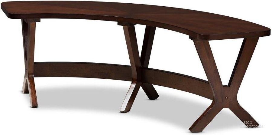 The appearance of Baxton Studio Berlin Mid-Century Modern Walnut Finished Wood Curved Dining Bench designed by Baxton Studio in the transitional interior design. This walnut piece of furniture  was selected by 1StopBedrooms from Berlin Collection to add a touch of cosiness and style into your home. Sku: Berlin-Walnut-Bench. Product Type: Dining Bench. Material: Rubberwood. Image1