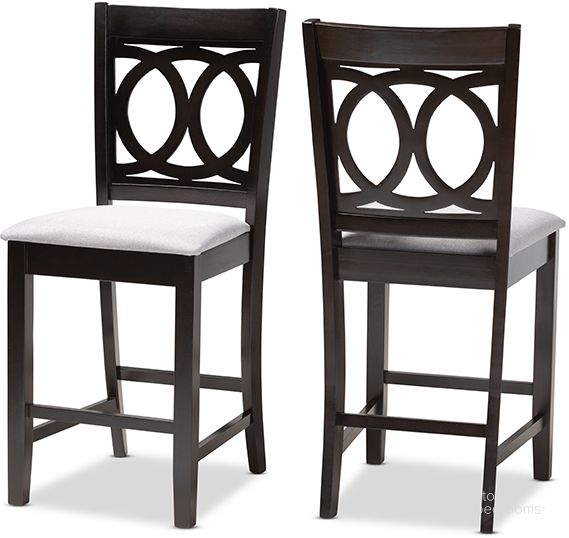 The appearance of Baxton Studio Lenoir Modern And Contemporary Gray Fabric Upholstered Espresso Brown Finished Wood Counter Height Pub Chair Set Of 2 designed by Baxton Studio in the modern / contemporary interior design. This gray piece of furniture  was selected by 1StopBedrooms from Lenoir Collection to add a touch of cosiness and style into your home. Sku: RH315P-Grey/Dark Brown-PC. Product Type: Counter Height Chair. Material: Rubberwood. Image1