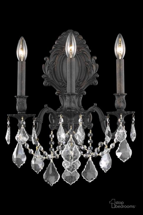 The appearance of Monarch 14 Dark Bronze 3 Light Wall Sconce With Clear Royal Cut Crystal Trim designed by Elegant Lighting in the glam interior design. This gray piece of furniture  was selected by 1StopBedrooms from Monarch Collection to add a touch of cosiness and style into your home. Sku: 9603W14DB/RC. Product Type: Wall Sconce. Material: Crystal.