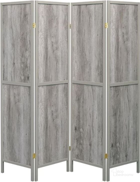 The appearance of Gray Driftwood 4 Panel Screen designed by Coaster in the rustic / southwestern interior design. This gray piece of furniture  was selected by 1StopBedrooms from Gray Collection to add a touch of cosiness and style into your home. Sku: 961415. Material: Wood. Product Type: Room Divider. Image1