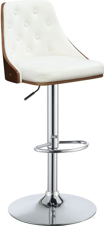 The appearance of Camila White Swivel Adjustable Stool designed by ACME in the modern / contemporary interior design. This white piece of furniture  was selected by 1StopBedrooms from Camila Collection to add a touch of cosiness and style into your home. Sku: 96751. Product Type: Barstool. Material: Vinyl.