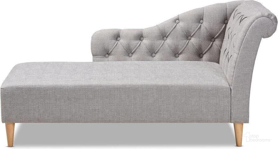 The appearance of Baxton Studio Emeline Modern and Contemporary Grey Fabric Upholstered Oak Finished Chaise Lounge designed by Baxton Studio in the modern / contemporary interior design. This gray piece of furniture  was selected by 1StopBedrooms from Emeline Collection to add a touch of cosiness and style into your home. Sku: CFCL1-Grey/Oak-KD Chaise. Material: Fabric. Product Type: Chaise. Image1