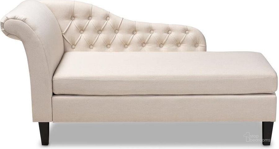 The appearance of Baxton Studio Florent Modern and Contemporary Beige Fabric Upholstered Black Finished Chaise Lounge designed by Baxton Studio in the modern / contemporary interior design. This beige piece of furniture  was selected by 1StopBedrooms from Florent Collection to add a touch of cosiness and style into your home. Sku: CFCL2-Beige/Black-KD Chaise. Material: Fabric. Product Type: Chaise. Image1