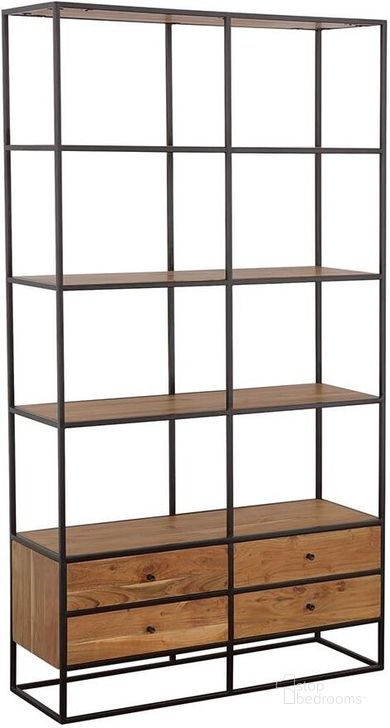 The appearance of Natural Acacia And Black Etagere designed by Coaster in the modern / contemporary interior design. This black piece of furniture  was selected by 1StopBedrooms from  to add a touch of cosiness and style into your home. Sku: 980056. Material: Wood. Product Type: Etagere. Image1