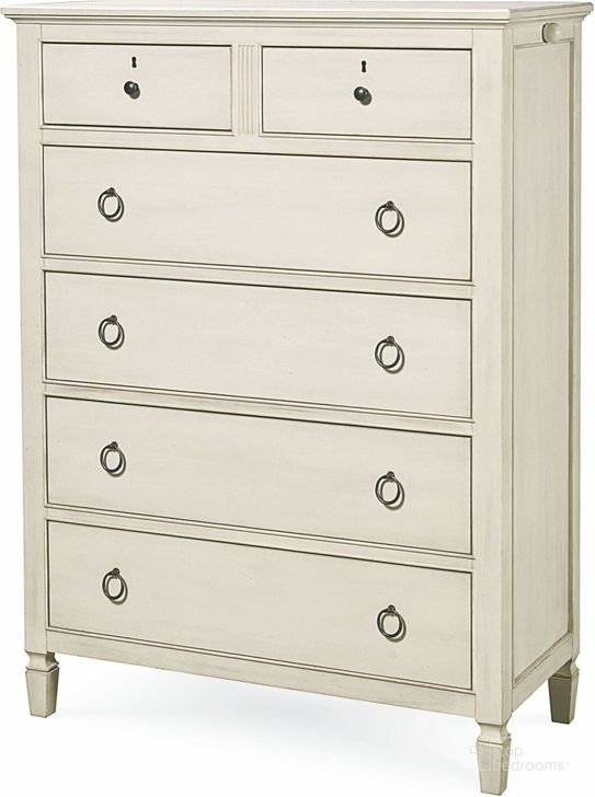 The appearance of Summer Hill Cotton 6 Drawer Chest designed by Universal in the traditional interior design. This white piece of furniture  was selected by 1StopBedrooms from Summer Hill Collection to add a touch of cosiness and style into your home. Sku: 987140. Material: Wood. Product Type: Chest. Image1