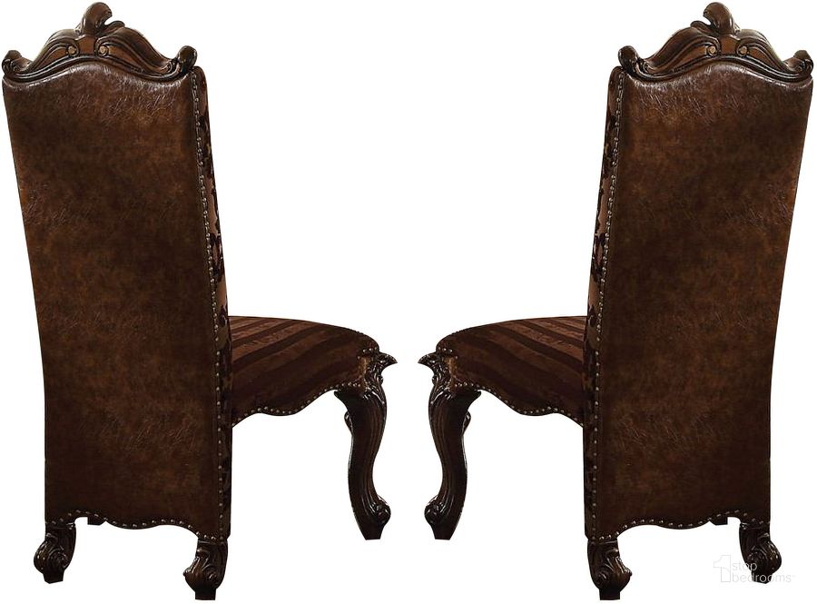 The appearance of Acme Versailles Side Chair in L.Brown/Cherry Oak (Set of 2) designed by ACME in the rustic / southwestern interior design. This cherry oak piece of furniture  was selected by 1StopBedrooms from Versailles Collection to add a touch of cosiness and style into your home. Sku: 61102. Product Type: Side Chair. Material: Vinyl. Image1