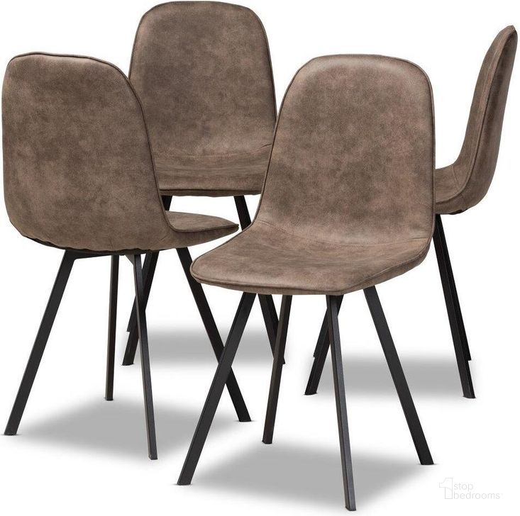 The appearance of Filicia Modern and Contemporary Grey and Brown Imitation Leather Upholstered 4-Piece Metal Dining Chair Set Set designed by Baxton Studio in the modern / contemporary interior design. This black piece of furniture  was selected by 1StopBedrooms from Filicia Collection to add a touch of cosiness and style into your home. Sku: DC108-Grey/Black-DC. Material: Polyester. Product Type: Dining Chair. Image1