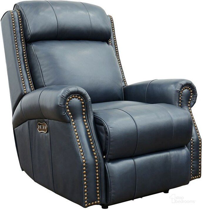 The appearance of Blair Power Recliner w/ Power Headrest (Blue) designed by BarcaLounger in the transitional interior design. This blue piece of furniture  was selected by 1StopBedrooms from Blair Collection to add a touch of cosiness and style into your home. Sku: 9PH3354570047. Material: Leather. Product Type: Recliner. Image1