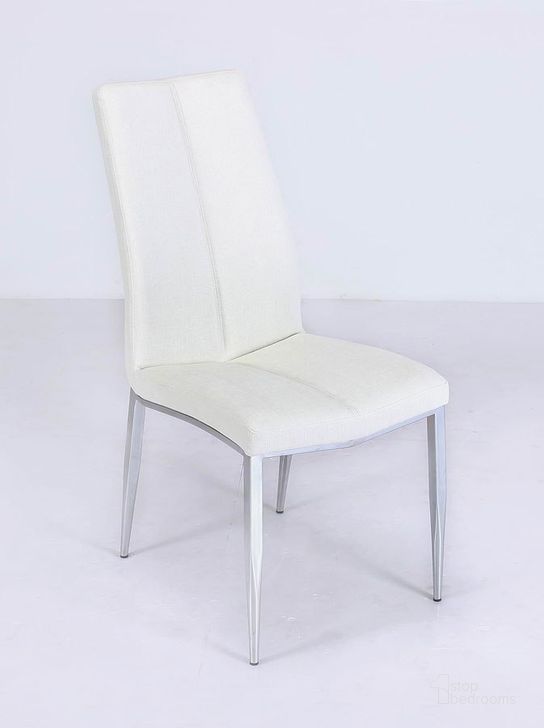 The appearance of Abigail Side Chair (Textured White) (Set of 4) designed by Chintaly Imports in the modern / contemporary interior design. This white piece of furniture  was selected by 1StopBedrooms from Abigail Collection to add a touch of cosiness and style into your home. Sku: ABIGAIL-SC-WHT-TX. Material: Faux Leather. Product Type: Side Chair.