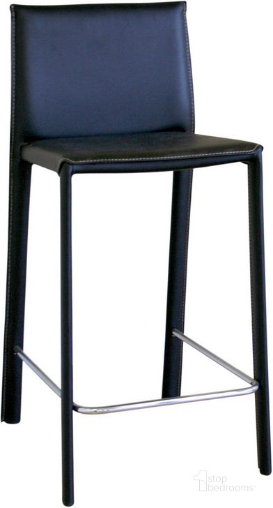 The appearance of Baxton Studio Crawford Black Leather Counter Height Stool (Set Of 2) designed by Baxton Studio in the modern / contemporary interior design. This blue and black piece of furniture  was selected by 1StopBedrooms from Crawford Collection to add a touch of cosiness and style into your home. Sku: ALC-1822A-65 Black. Product Type: Barstool. Material: Rubberwood. Image1