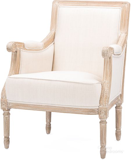 The appearance of Baxton Studio Chavanon Wood and Light Beige Linen Traditional French Accent Chair designed by Baxton Studio in the traditional interior design. This light beige piece of furniture  was selected by 1StopBedrooms from Chavanon Collection to add a touch of cosiness and style into your home. Sku: ASS500Mi CG4. Material: Wood. Product Type: Accent Chair. Image1