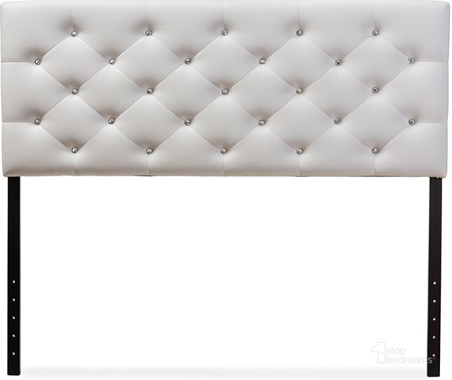 The appearance of Baxton Studio Viviana Modern And Contemporary White Faux Leather Upholstered Button-Tufted Full Size Headboard designed by Baxton Studio in the modern / contemporary interior design. This white piece of furniture  was selected by 1StopBedrooms from Viviana Collection to add a touch of cosiness and style into your home. Sku: BBT6506-White-Full HB. Material: Wood. Product Type: Headboard. Bed Size: Full. Image1