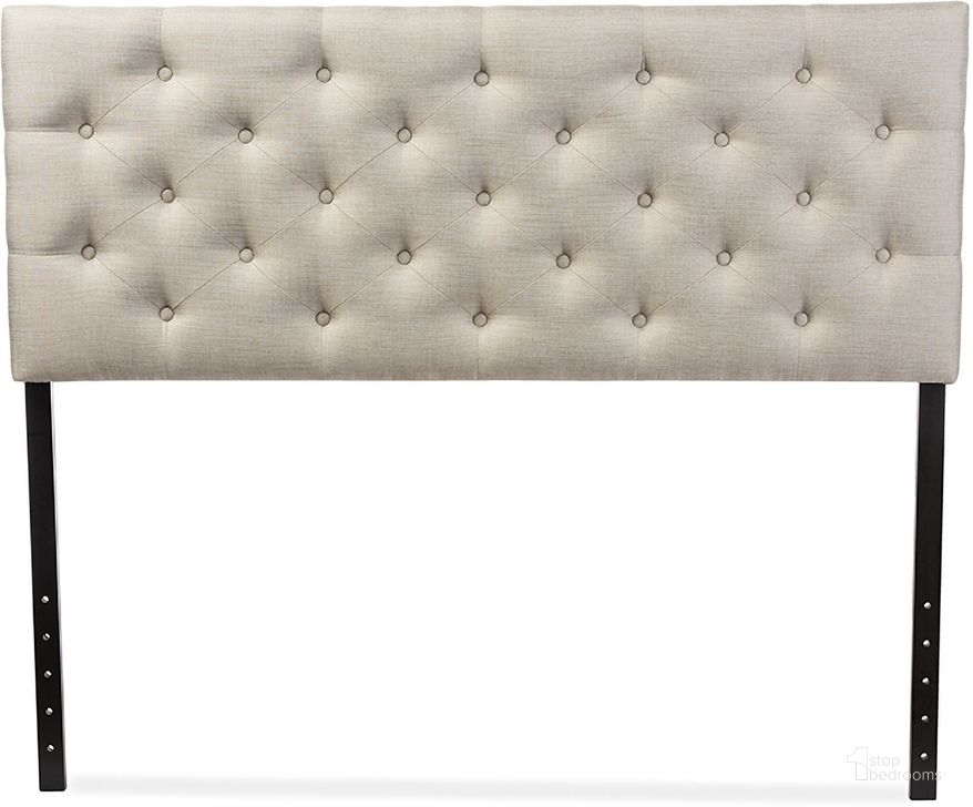The appearance of Baxton Studio Viviana Modern And Contemporary Light Beige Fabric Upholstered Button-Tufted Queen Size Headboard designed by Baxton Studio in the modern / contemporary interior design. This light beige piece of furniture  was selected by 1StopBedrooms from Viviana Collection to add a touch of cosiness and style into your home. Sku: BBT6506-Light Beige-Queen HB. Material: Fabric. Product Type: Headboard. Bed Size: Queen. Image1