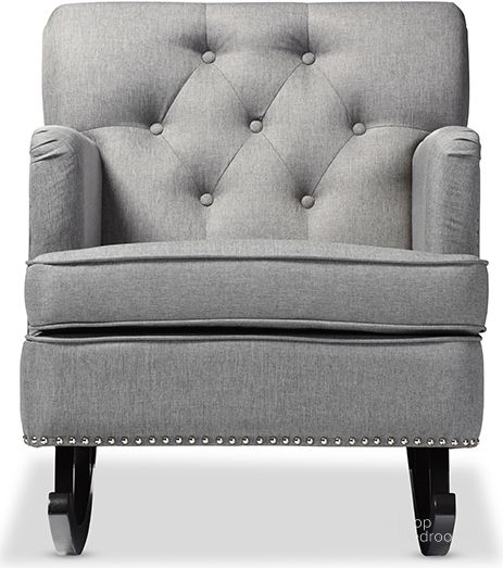 The appearance of Baxton Studio Bethany Modern And Contemporary Grey Fabric Upholstered Button-Tufted Rocking Chair designed by Baxton Studio in the modern / contemporary interior design. This grey piece of furniture  was selected by 1StopBedrooms from Bethany Collection to add a touch of cosiness and style into your home. Sku: BBT5189-Grey RC. Material: Fabric. Product Type: Living Room Chair. Image1