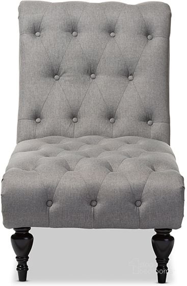 The appearance of Baxton Studio Layla Mid-Century Retro Modern Grey Fabric Upholstered Button-Tufted Chaise Lounge designed by Baxton Studio in the transitional interior design. This grey piece of furniture  was selected by 1StopBedrooms from Layla Collection to add a touch of cosiness and style into your home. Sku: BBT5211-Grey Chaise. Material: Fabric. Product Type: Chaise. Image1