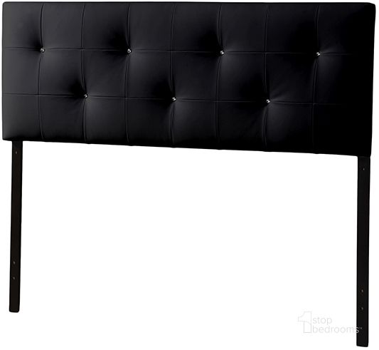 The appearance of Baxton Studio Dalini Modern And Contemporary King Black Faux Leather Headboard With Faux Crystal Buttons designed by Baxton Studio in the modern / contemporary interior design. This black piece of furniture  was selected by 1StopBedrooms from Dalini Collection to add a touch of cosiness and style into your home. Sku: BBT6432-Black-King HB. Material: Wood. Product Type: Headboard. Bed Size: King. Image1