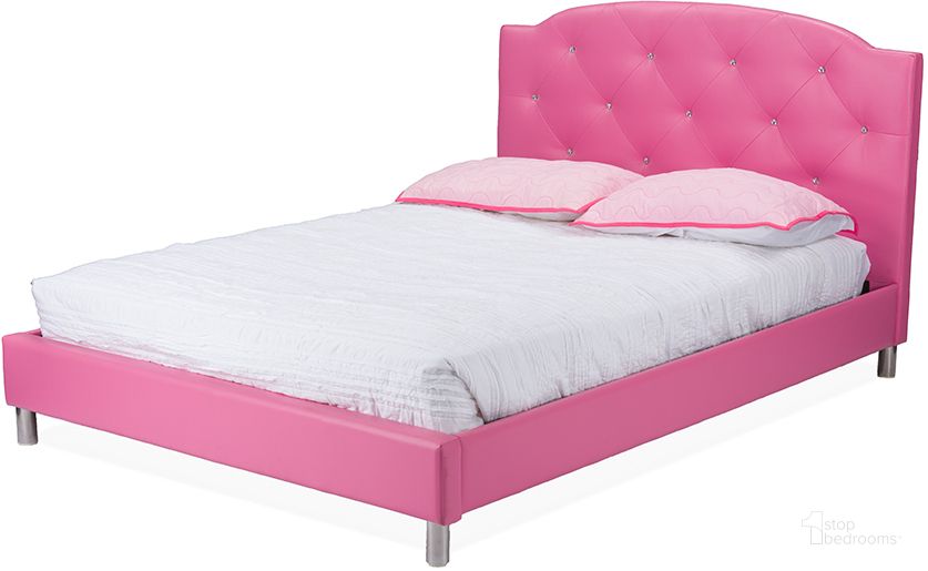 The appearance of Baxton Studio Canterbury Pink Leather Contemporary Full-Size Bed designed by Baxton Studio in the modern / contemporary interior design. This pink piece of furniture  was selected by 1StopBedrooms from Canterbury Collection to add a touch of cosiness and style into your home. Sku: BBT6440-Full-Pink. Bed Type: Platform Bed. Product Type: Platform Bed. Bed Size: Full. Material: MDF. Image1