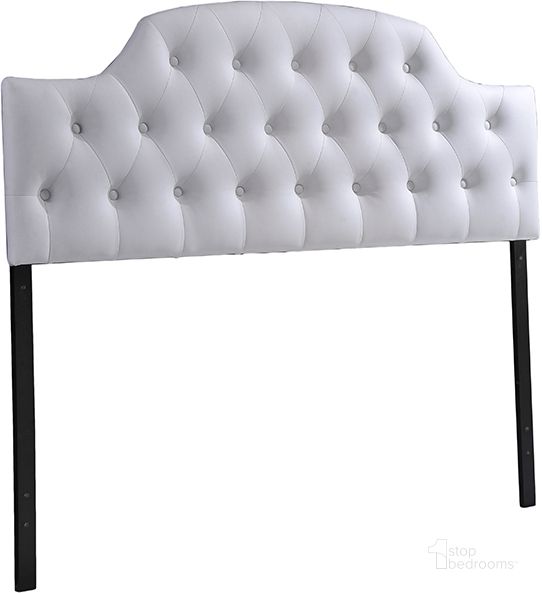 The appearance of Baxton Studio Morris Modern And Contemporary Queen Size White Faux Leather Upholstered Button-Tufted Scalloped Headboard designed by Baxton Studio in the modern / contemporary interior design. This white piece of furniture  was selected by 1StopBedrooms from Morris Collection to add a touch of cosiness and style into your home. Sku: BBT6496-White-Queen HB. Material: Wood. Product Type: Headboard. Bed Size: Queen. Image1