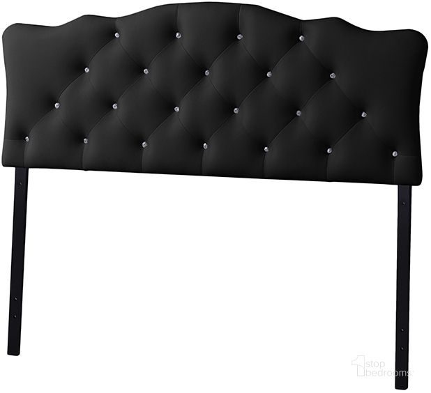 The appearance of Baxton Studio Rita Modern And Contemporary Full Size Black Faux Leather Upholstered Button-Tufted Scalloped Headboard designed by Baxton Studio in the modern / contemporary interior design. This black piece of furniture  was selected by 1StopBedrooms from Rita Collection to add a touch of cosiness and style into your home. Sku: BBT6503-Black-Full HB. Product Type: Headboard. Bed Size: Full. Material: Plywood. Image1