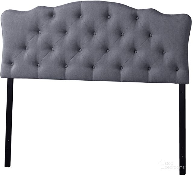 The appearance of Baxton Studio Rita Modern And Contemporary Full Size Grey Fabric Upholstered Button-Tufted Scalloped Headboard designed by Baxton Studio in the modern / contemporary interior design. This grey piece of furniture  was selected by 1StopBedrooms from Rita Collection to add a touch of cosiness and style into your home. Sku: BBT6503-Grey-Full HB. Material: Fabric. Product Type: Headboard. Bed Size: Full. Image1