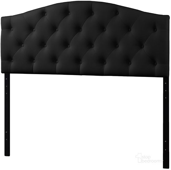 The appearance of Baxton Studio Myra Modern And Contemporary Full Size Black Faux Leather Upholstered Button-Tufted Scalloped Headboard designed by Baxton Studio in the modern / contemporary interior design. This black piece of furniture  was selected by 1StopBedrooms from Myra Collection to add a touch of cosiness and style into your home. Sku: BBT6505-Black-Full HB. Material: Wood. Product Type: Headboard. Bed Size: Full. Image1